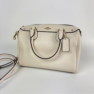 Coach White Leather Boston Satchel Crossbody Bag